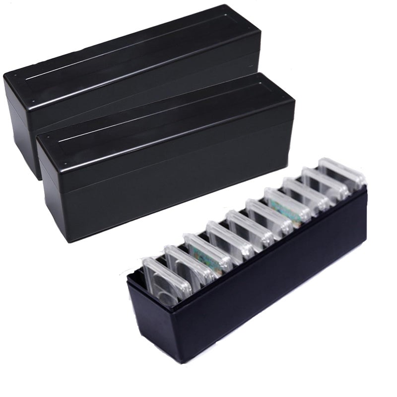 MUDOR 2 Pack Coin Slab Storage Box Compatible with PCGS NGC PMG Slab Plastic Coin Storage Case Holder Organizer with 40 Slots Olny BoxBlack - Image 2