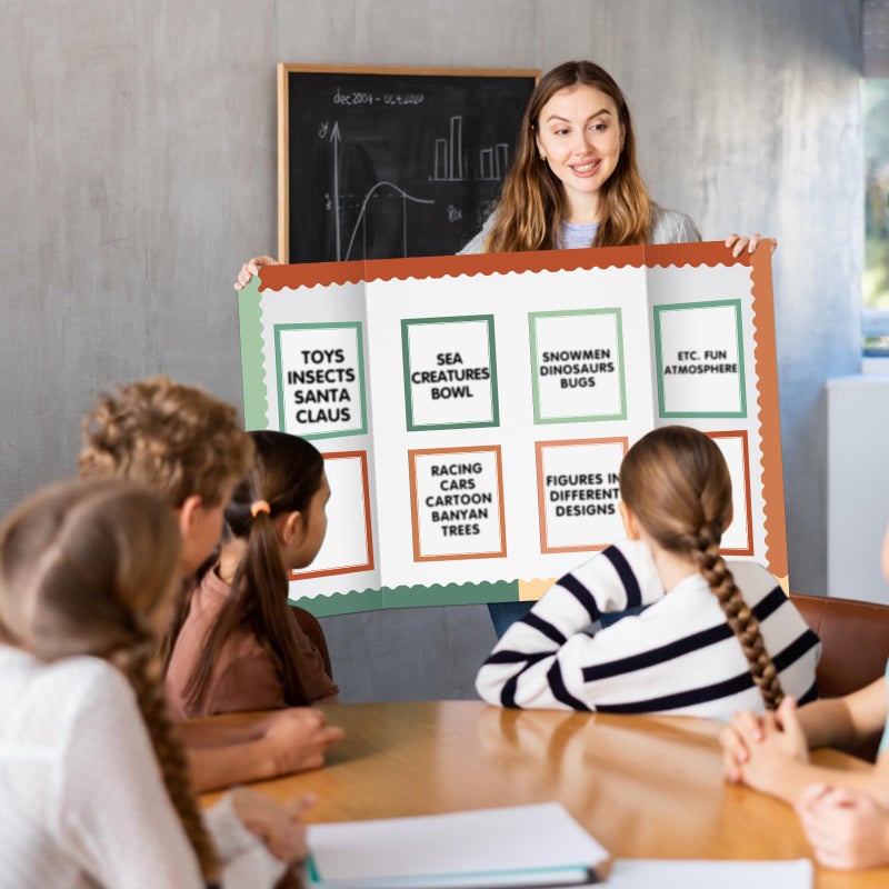 Dinifee 90 Pcs Science Fair Board Supplies Include 72 Trim Scalloped Bulletin Borders 18 Presentation Board Subtitles for Classroom Office Display(Bohemia) - Image 5