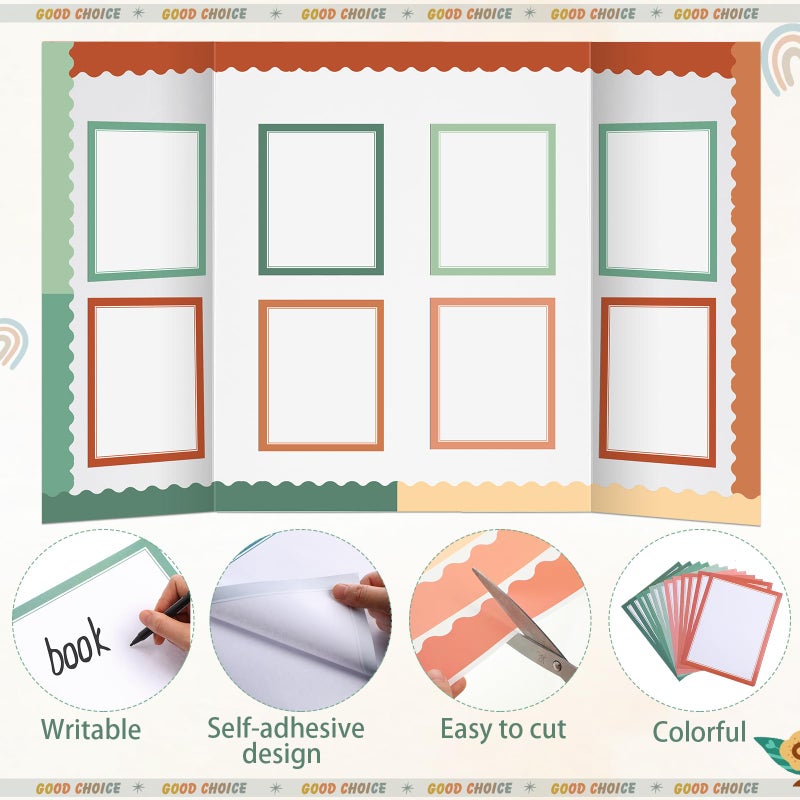 Dinifee 90 Pcs Science Fair Board Supplies Include 72 Trim Scalloped Bulletin Borders 18 Presentation Board Subtitles for Classroom Office Display(Bohemia) - Image 3