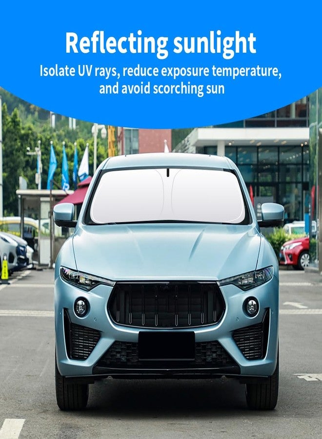 akarin Front Windshield Sun Shade Custom Fit Compatible for Sunshade Foldable UV Ray Reflector Sun Visor Protector Accessories Shield Cover Reflective (for Maserati Levante 2017-present) - Image 3
