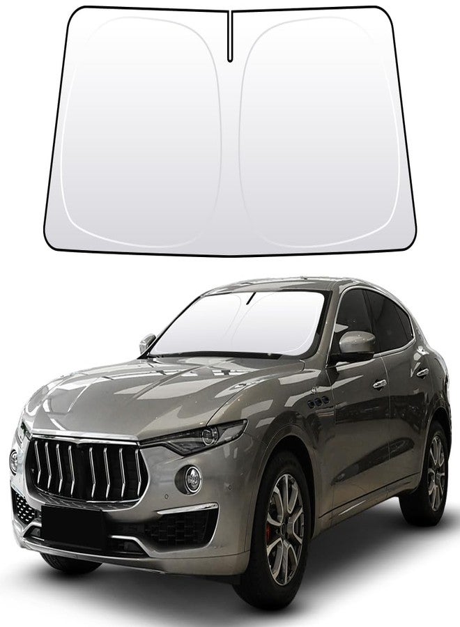 akarin Front Windshield Sun Shade Custom Fit Compatible for Sunshade Foldable UV Ray Reflector Sun Visor Protector Accessories Shield Cover Reflective (for Maserati Levante 2017-present) - Image 1