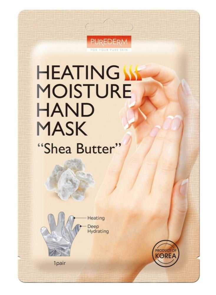 Purederm Korean Heating Moisturizing Hand Mask with Shea Butter | Deep Hydration & Repair | Soft & Smooth Hands | 1 Pair