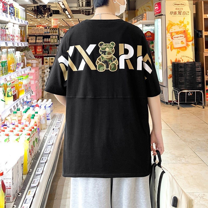 240g Cotton Short-sleeved T-shirt Men's Summer New Cyber Celebrity Trendy Brand Loose Trendy Easy-to-match Duffian Handsome Men's Top - Image 1
