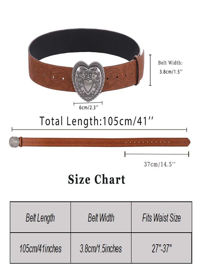 Yalice Heart Western Leather Belt for Women Men Star Buckle Waist Belt for Jeans Pants Ladies Cowgirls Cowboys Belt (Heart, Fit Waist Size: 27''-37'') - Image 5