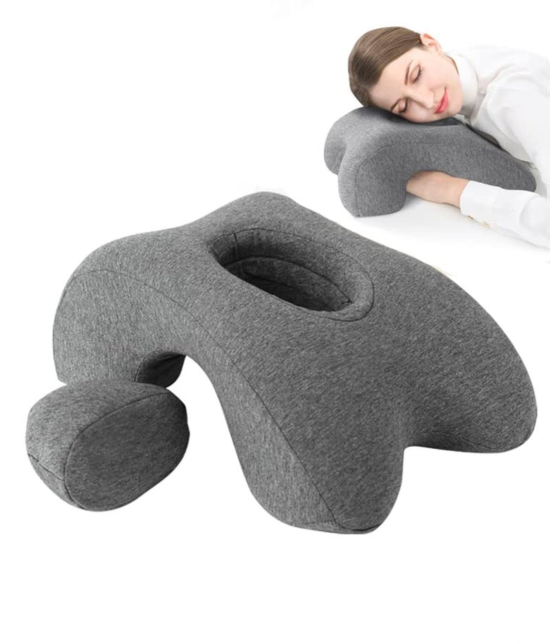 Fcare Desk Pillow for Napping Travel Neck Pillow Memory Foam Wedge for Sleeping Slow Rebound Back Pillow Slightly Hard for Slender Ladies  Teenagers Comfortable Washable Velvet Cover
