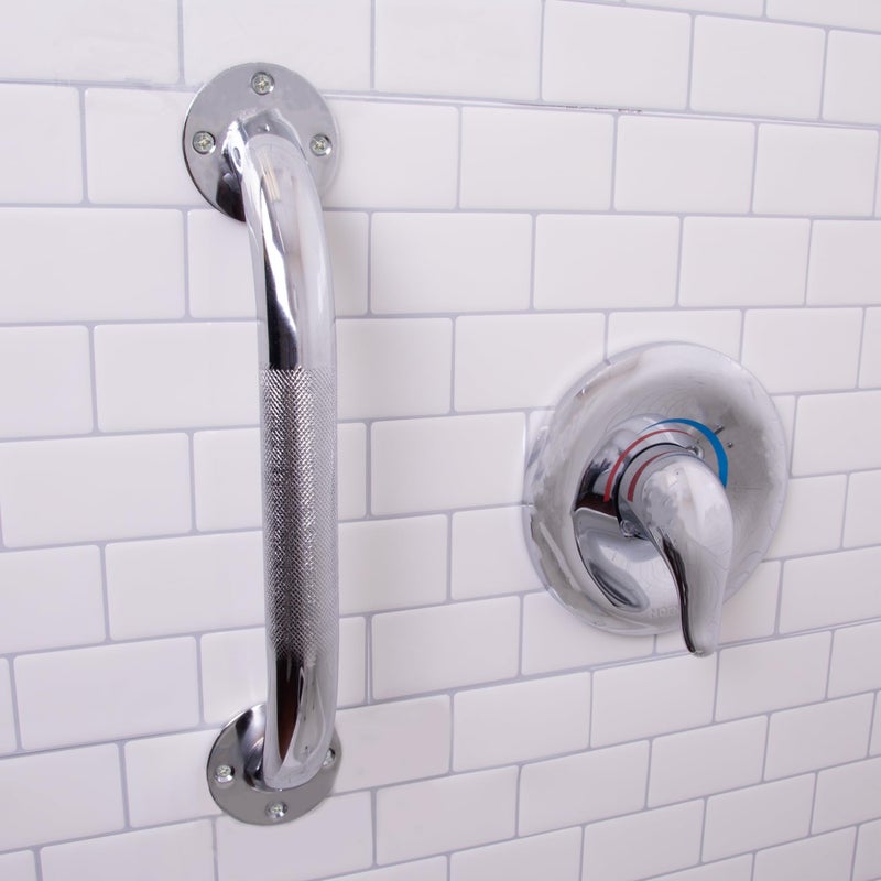 Carex Textured Grab Bars for Bathtubs and Showers - Grab Bars for Bathroom Safety - 12 inch Durable Stainless Steel Shower Handle Serves as Handicap Grab Bar and Elderly Assistance Products - Image 5