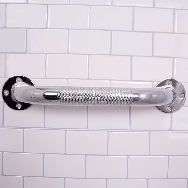 Carex Textured Grab Bars for Bathtubs and Showers - Grab Bars for Bathroom Safety - 12 inch Durable Stainless Steel Shower Handle Serves as Handicap Grab Bar and Elderly Assistance Products - Image 4