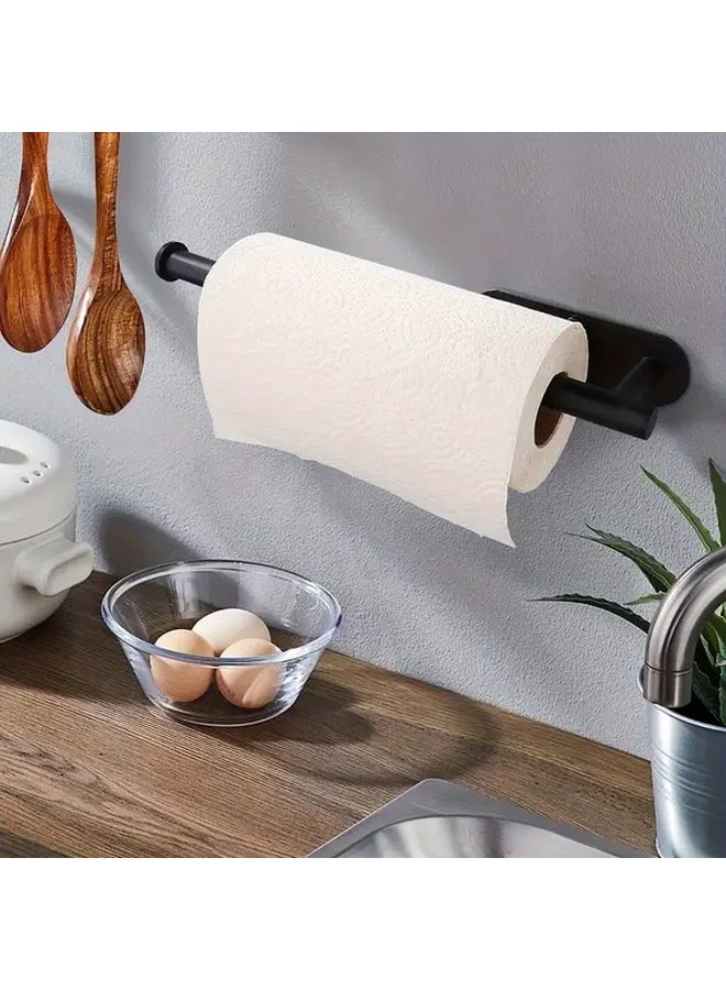 Black Self Adhesive Wall Mounted Tissue Towel Rack For Kitchen Bathroom RV - Image 4