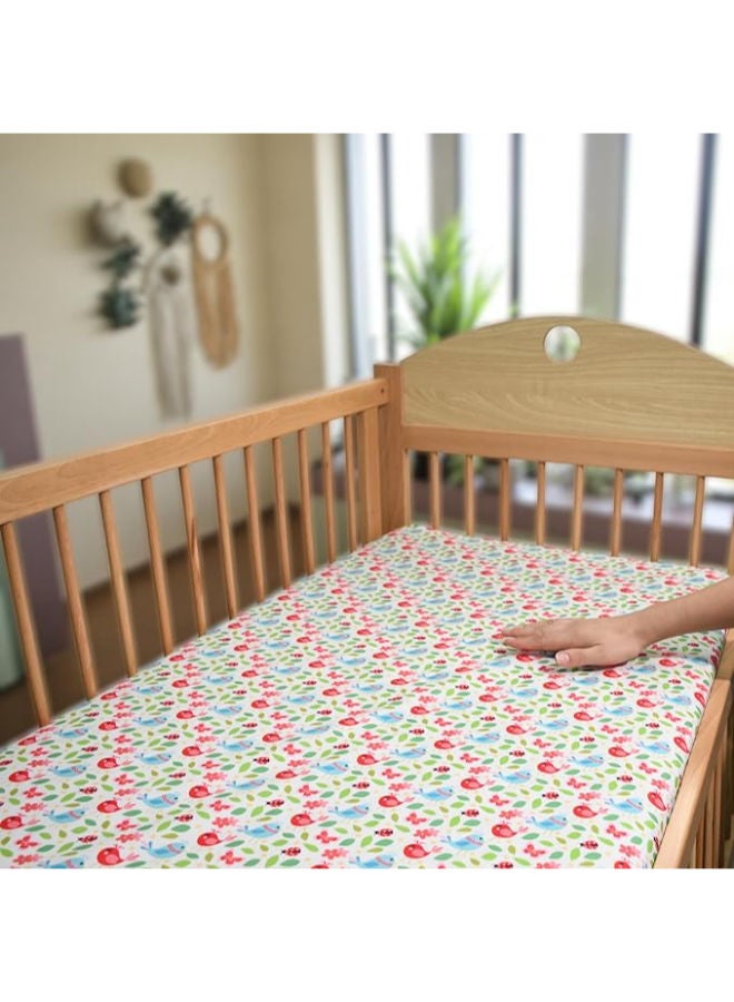 Birds Printed Extra Soft Fabric Fitted Bed Sheet, 120 Cm X 60 Cm Size - Image 3