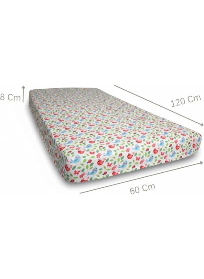 Birds Printed Extra Soft Fabric Fitted Bed Sheet, 120 Cm X 60 Cm Size - Image 2