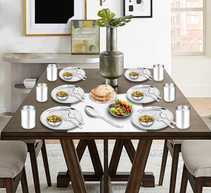 RJ kitchenware Store Stainless Steel Dinner Set | Set of 50 Pieces | Heavy Gauge Stainless Steel Dinner Set | Kitchen Set for Home | Plain Design - Image 2