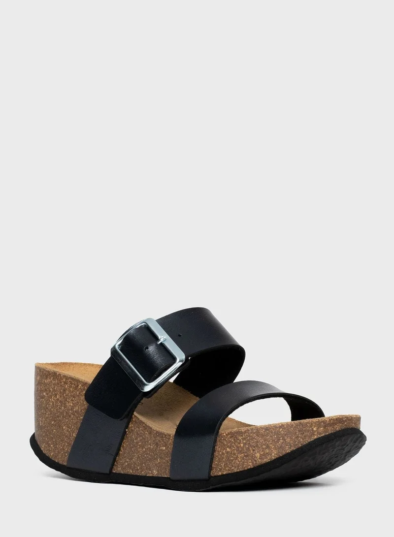 BAYTON Newcastle Double Strap Wedge Sandals