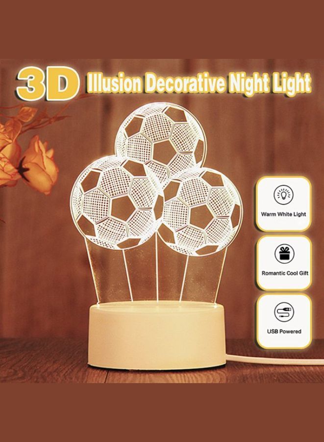 Fatio Football 3D LED Acrylic Night Light | Sports Design USB & Battery Powered Table Lamp | 20 x 20 x 11 cm - Image 2