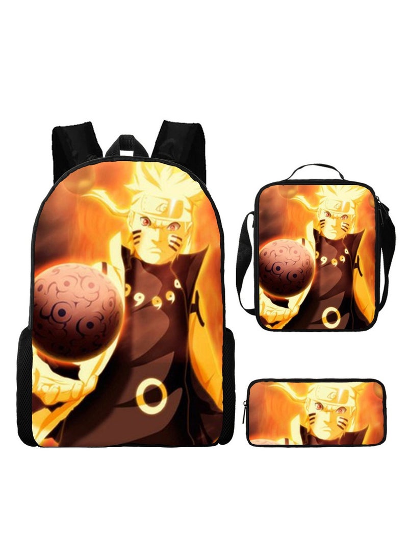 Naruto Cartoon Anime Student Backpack Three-Piece Set 29*42*16cm