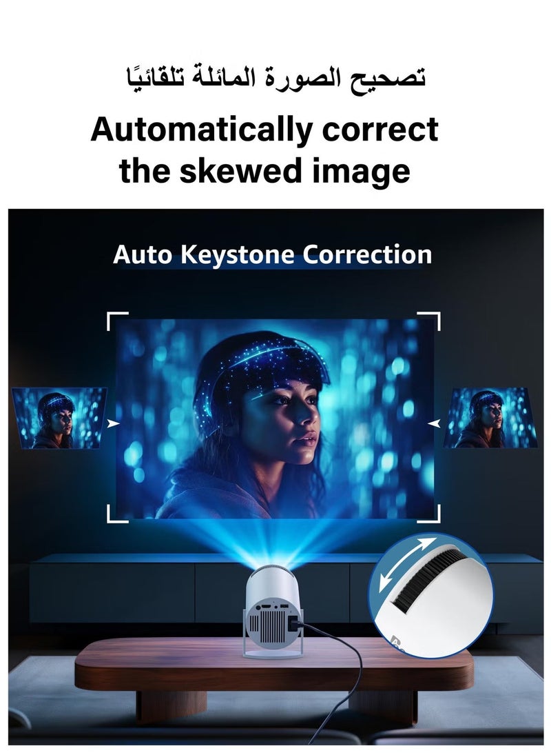 Projector 4k full hd wifi Support Portable Projector WiFi6 BT 5.0 Android 12 Smart Projector Auto Horizontal Correction 180°Rotatable Outdoor Movie Projector Compatible with Phone - Image 3