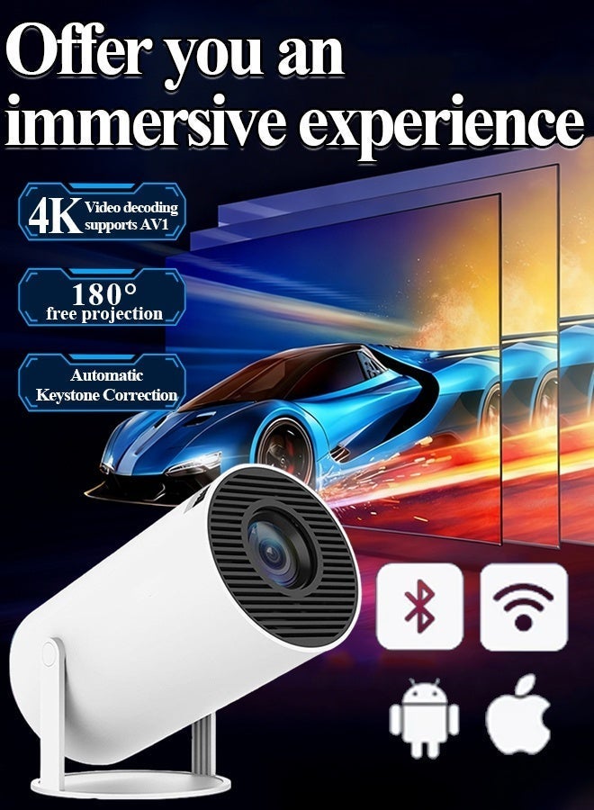 Projector 4k full hd wifi Support Portable Projector WiFi6 BT 5.0 Android 12 Smart Projector Auto Horizontal Correction 180°Rotatable Outdoor Movie Projector Compatible with Phone - Image 1