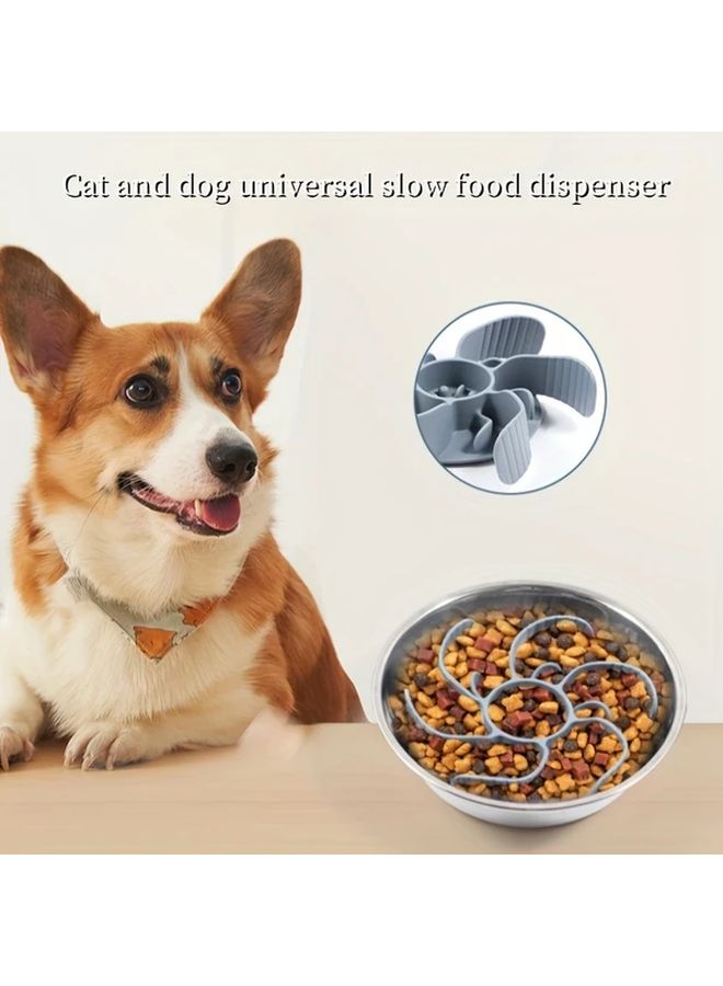 Gray Third Generation Upgraded Super Firm Silicone Slow Feeder Dog Bowl Insert Cuttable Design For Large And Medium Breeds Compatible With Regular Elevated Metal Glass Bowls Promotes Healthy Eating Reduces Bloat Durable Easy To Clean Dog Food Dispenser Pet Feeding Accessory - Image 1
