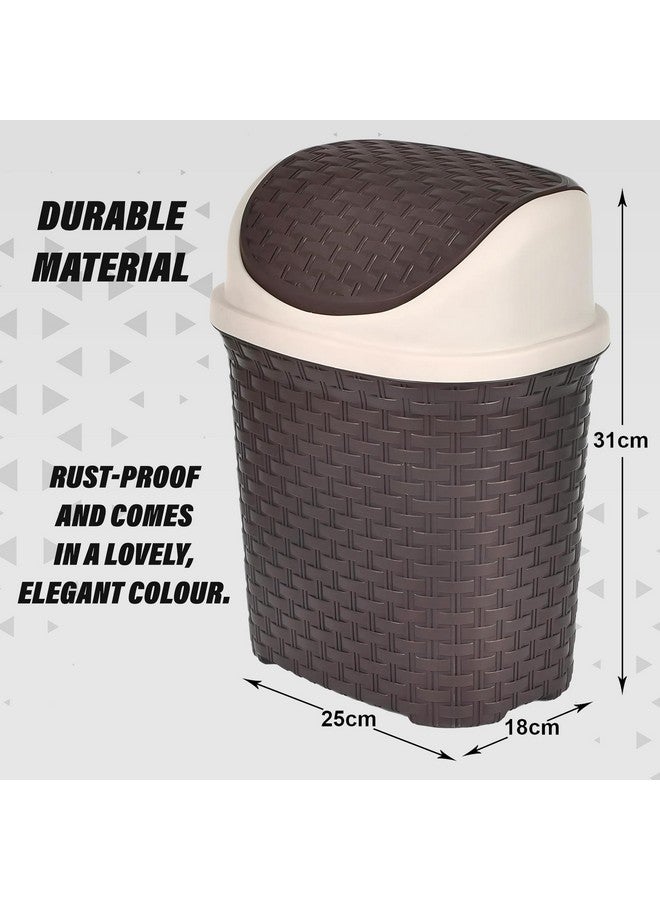 Kuber Industries Plastic Dustbin, Garbage Bin, Trash Can, Waste Bin With Swing Lid 7 Litre- Pack of 2 (Brown)-47KM0707 - Image 3