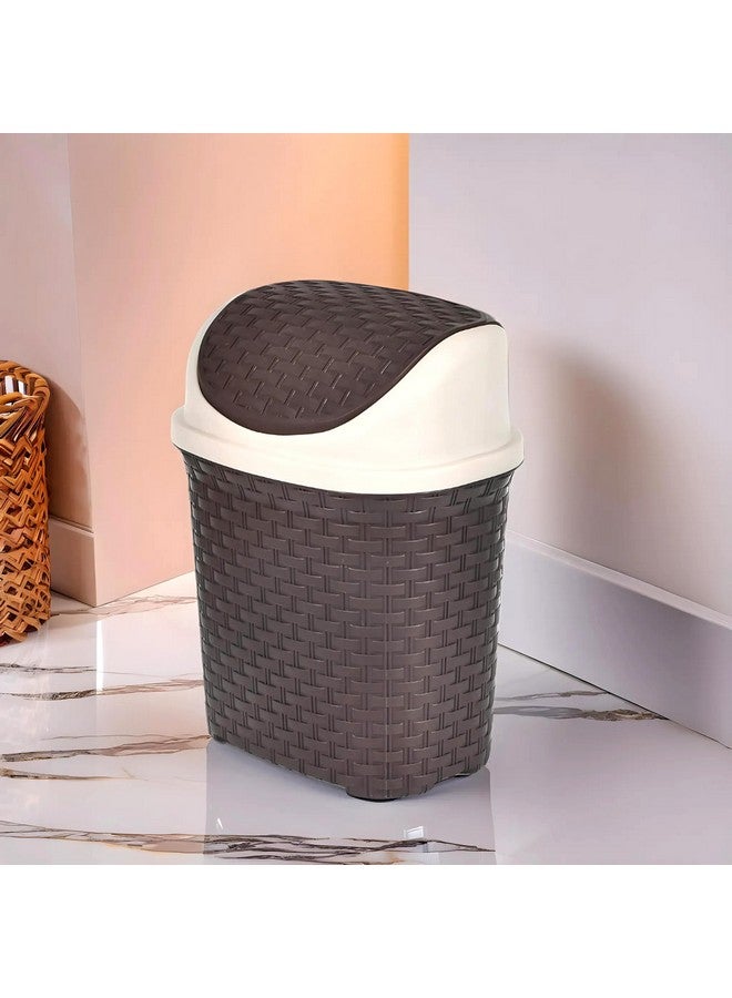 Kuber Industries Plastic Dustbin, Garbage Bin, Trash Can, Waste Bin With Swing Lid 7 Litre- Pack of 2 (Brown)-47KM0707 - Image 4