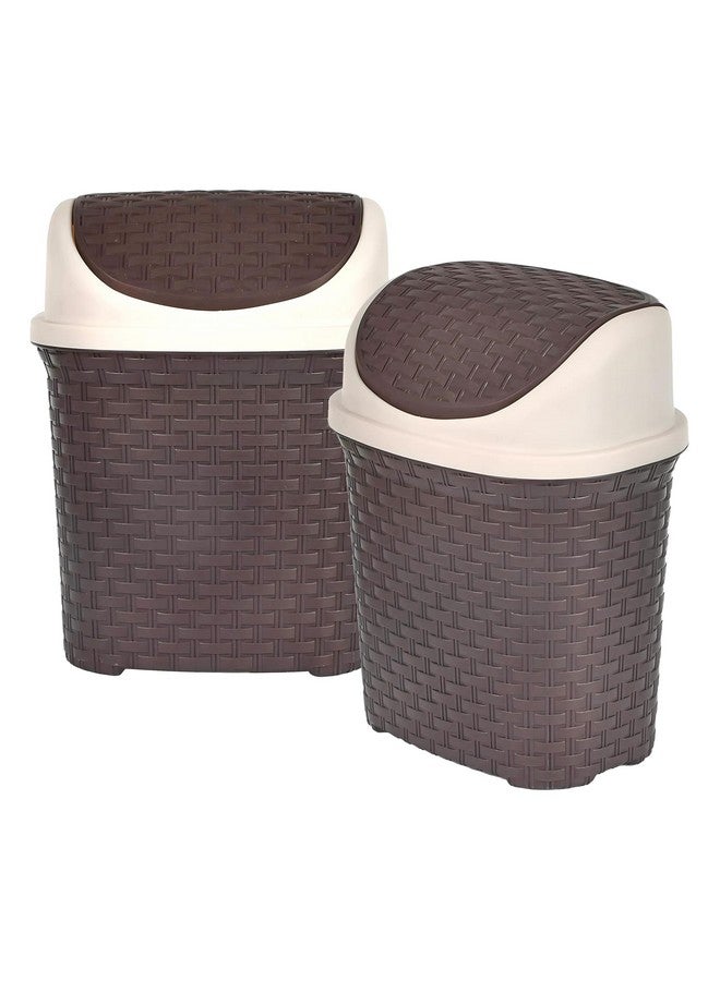 Kuber Industries Plastic Dustbin, Garbage Bin, Trash Can, Waste Bin With Swing Lid 7 Litre- Pack of 2 (Brown)-47KM0707 - Image 1