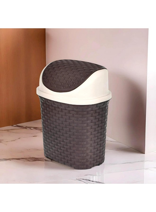 Kuber Industries Plastic Dustbin, Garbage Bin, Trash Can, Waste Bin With Swing Lid 7 Litre- Pack of 2 (Brown)-47KM0707 - Image 2