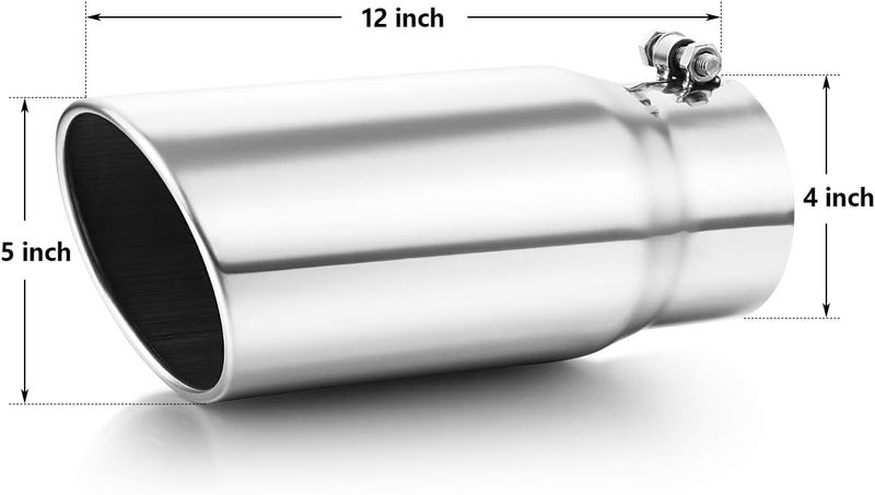 A-KARCK Polished Stainless Steel Exhaust Tip - 4" Inlet, 5" Outlet, 12" Long - Image 2