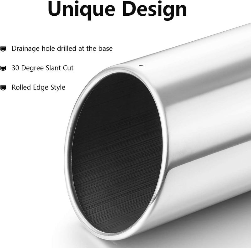A-KARCK Polished Stainless Steel Exhaust Tip - 4" Inlet, 5" Outlet, 12" Long - Image 5