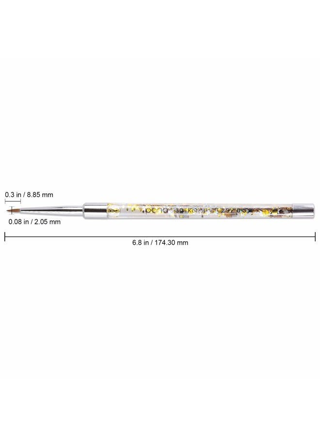 Pana 3D Kolinsky Nail Art Brush - Gold Glitter Handle, Size 2 - Acrylic Nail Art Sculpture Brush for Manicures Pedicure Salon Professional or Beginner - Image 2