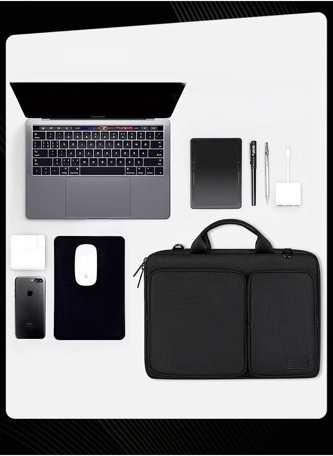 360°Protective Tablet Case Shoulder Bag Large Capacity Carrying Pouch Sleeve Case with Front Pocket Waterproof Vertical Laptop Bag Fit 14.1 inch for Men Women Work School Travel  - Image 5