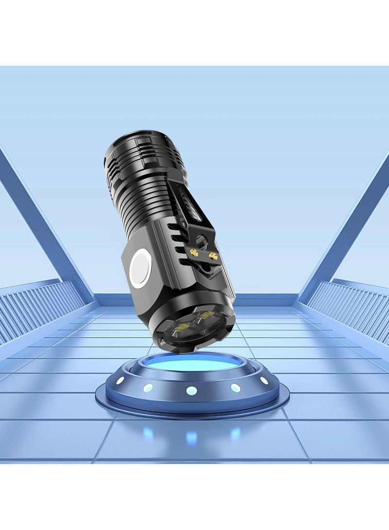 مصباح يدوي صغير قابل لإعادة الشحن بمنفذ USB C، مصباح يدوي LED مغناطيسي، مصباح يدوي تكتيكي فائق السطوع مع ضوء جانبي من نوع Cob، طاقة عالية 20 وات، مقاوم للماء، مصباح يدوي قابل للتكبير والتصغير للتخييم والطوارئ - Image 3