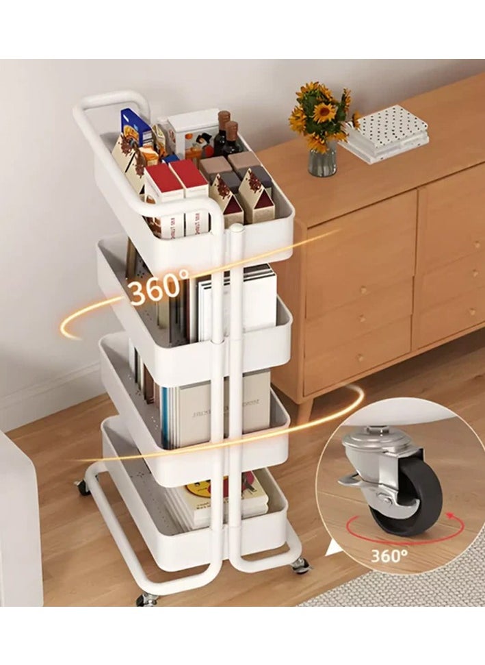 4 Tier Rolling Utility Cart Multifunction Storage Shelf Organizer Cart with Handle Lockable Wheels and Mesh Basket for Home Kitchen,Bathroom,Office,Laundry Room etc - pzsku/Z6A86AAD9623DD7E0358BZ/45/_/1734587511/e4c61a64-58fe-4ad0-aeb5-7d05609003ce