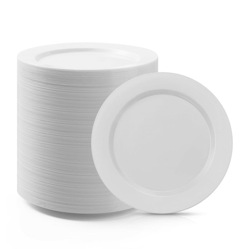 Bestluck 100PCS White Plastic Dessert Plates 7inch, Premium Hard Disposable Plates for Party, Wedding - Image 1