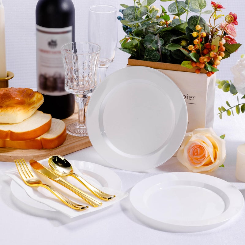 Bestluck 100PCS White Plastic Dessert Plates 7inch, Premium Hard Disposable Plates for Party, Wedding - Image 5