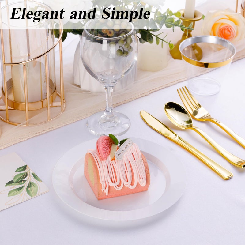 Bestluck 100PCS White Plastic Dessert Plates 7inch, Premium Hard Disposable Plates for Party, Wedding - Image 4