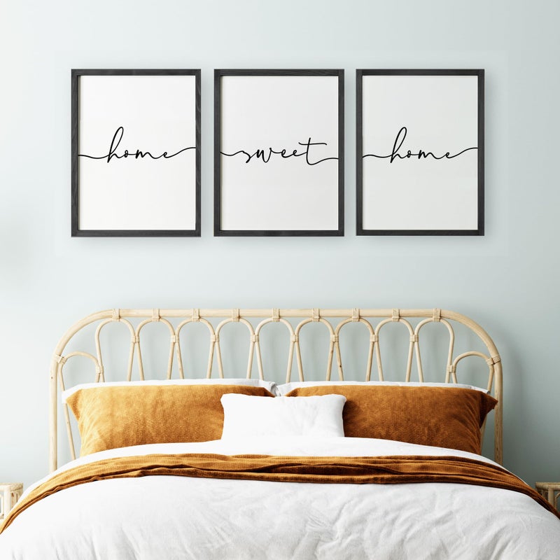 Heiple Set of 3 Framed Farmhouse Home Sweet Home Sign Above Bed Wall Decor for Bedroom Decor Wall Art Wood Signs - Image 2