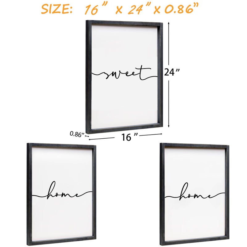 Heiple Set of 3 Framed Farmhouse Home Sweet Home Sign Above Bed Wall Decor for Bedroom Decor Wall Art Wood Signs - Image 5