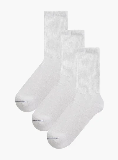 Le Confort Textured Non Terry Crew Length Socks - Set of 3