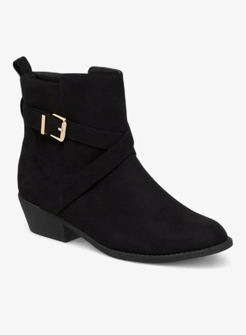 Flora Bella By Shoexpress Solid Ankle Boots with Zip Closure