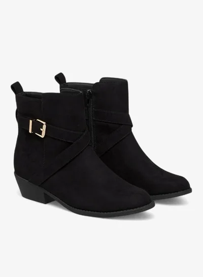 Flora Bella By Shoexpress Solid Ankle Boots with Zip Closure