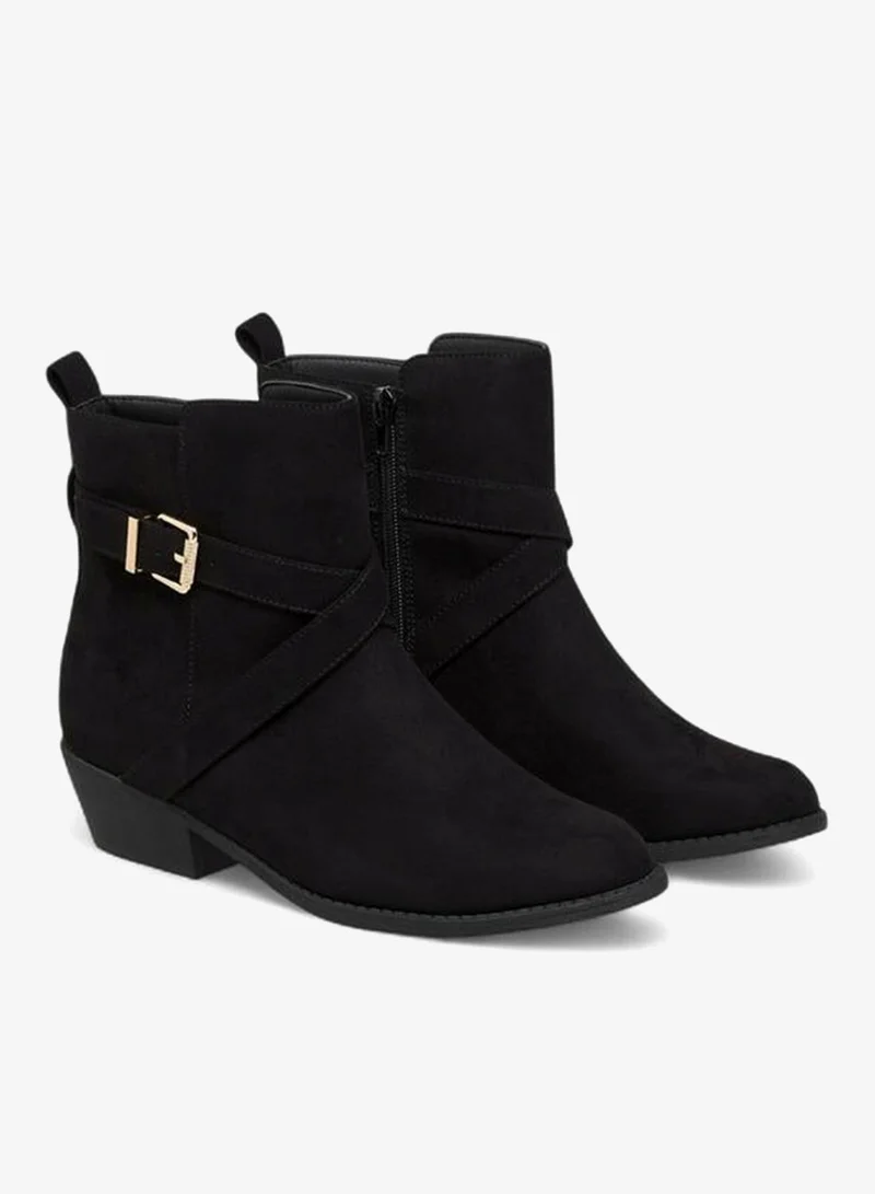 Flora Bella By Shoexpress Solid Ankle Boots with Zip Closure