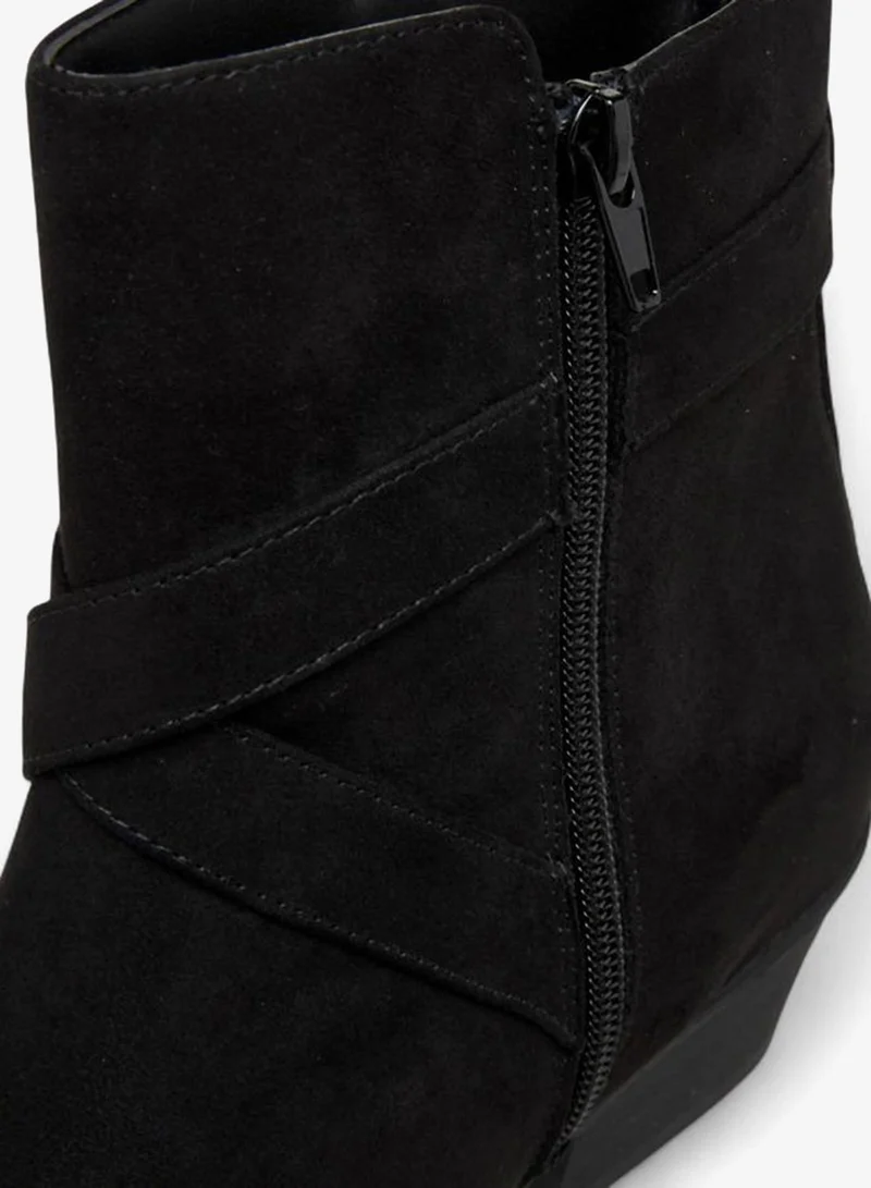Flora Bella By Shoexpress BLACK Solid Ankle Boots with Zip Closure for Women | Best Price UAE
