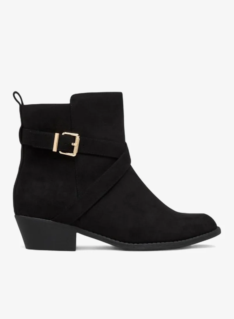Flora Bella By Shoexpress BLACK Solid Ankle Boots with Zip Closure for Women | Best Price UAE
