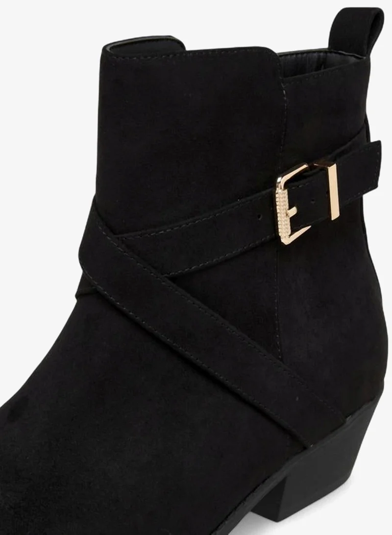 Flora Bella By Shoexpress BLACK Solid Ankle Boots with Zip Closure for Women | Best Price UAE