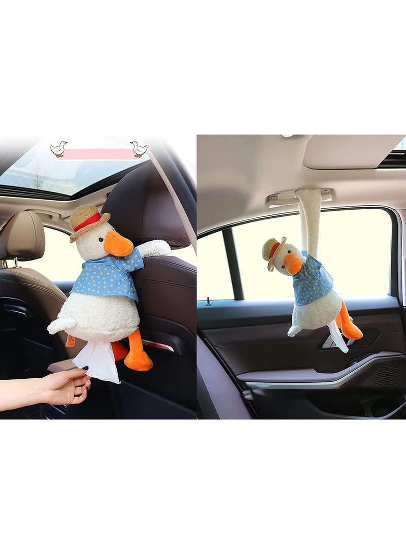 FDTY Car Tissue Box, Cute Duck Portable Hanging Car Rectangle Animal Holder Paper Box Home Office Bathroom Storage Holder，Cute Tissue Box Cover,Funny Toilet Paper Holder - Image 1