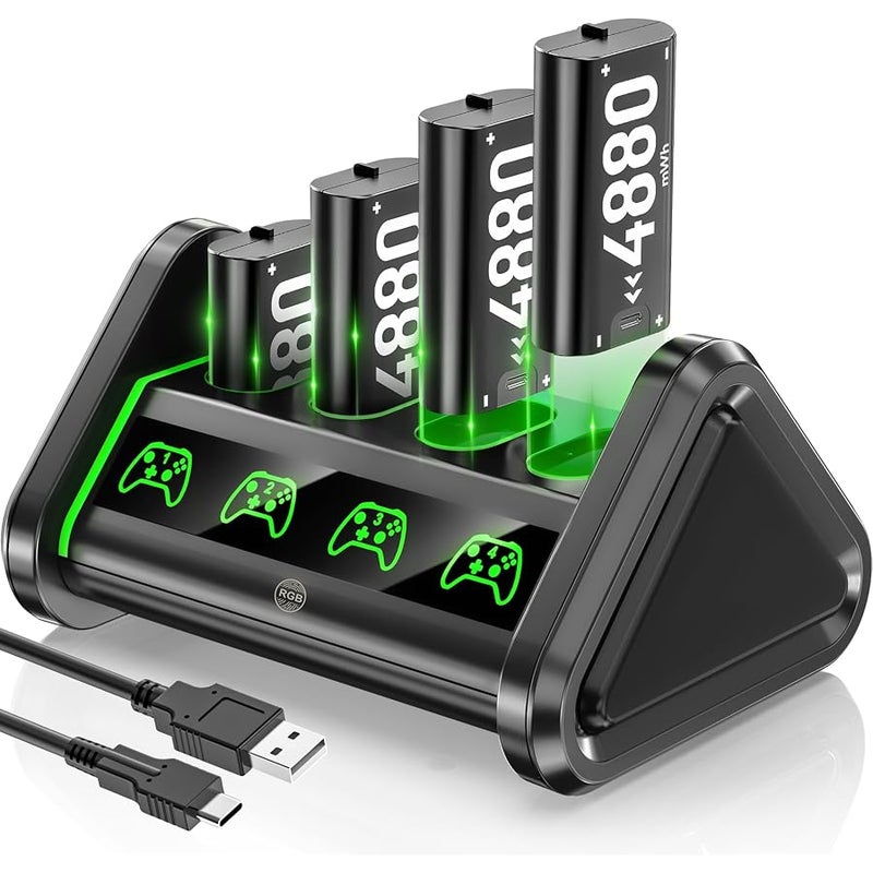 Rechargeable Batteries for Xbox One/Xbox Series X|S, 4 x 1500mAh Batteries Xbox One Controller, Xbox Series Controller Battery with Charger Station for Xbox One/One S/One X/One Elite - Image 1