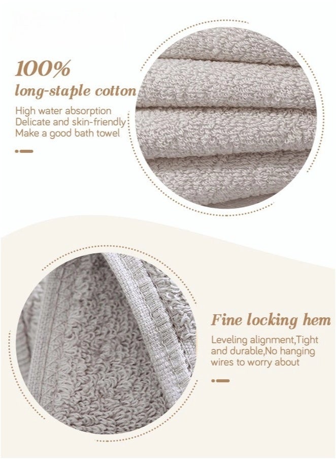 3PCS Cotton Bath Towel Set Fast Absorbent Skin-friendly and Soft Bath Towel*1PCS and 2PCS Towels Creamy yellow - Image 3
