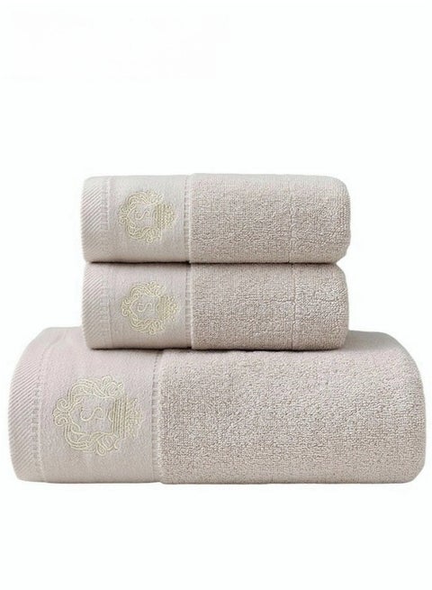3PCS Cotton Bath Towel Set Fast Absorbent Skin-friendly and Soft Bath Towel*1PCS and 2PCS Towels Creamy yellow