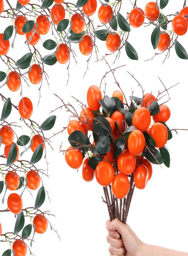 Daifunli 16 Pcs Artificial Orange Branches 17.72 Inch Simulation Fake Tangerine Branches Lifelike Faux Oranges Stem with Fruit Fake Greenery for Vase Home Office Party Indoor DIY Decor (2 Oranges) - Image 1