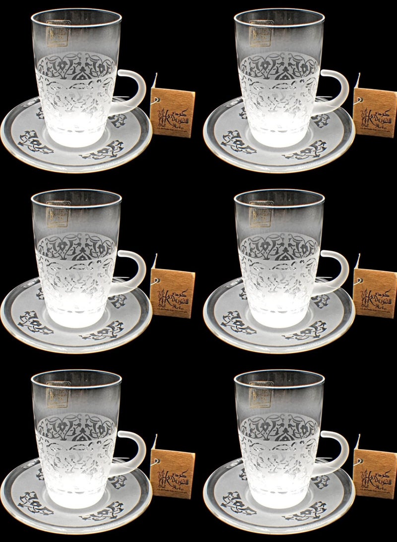 KuduArts Tea cups with saucer glass set 6 pieces - Image 1
