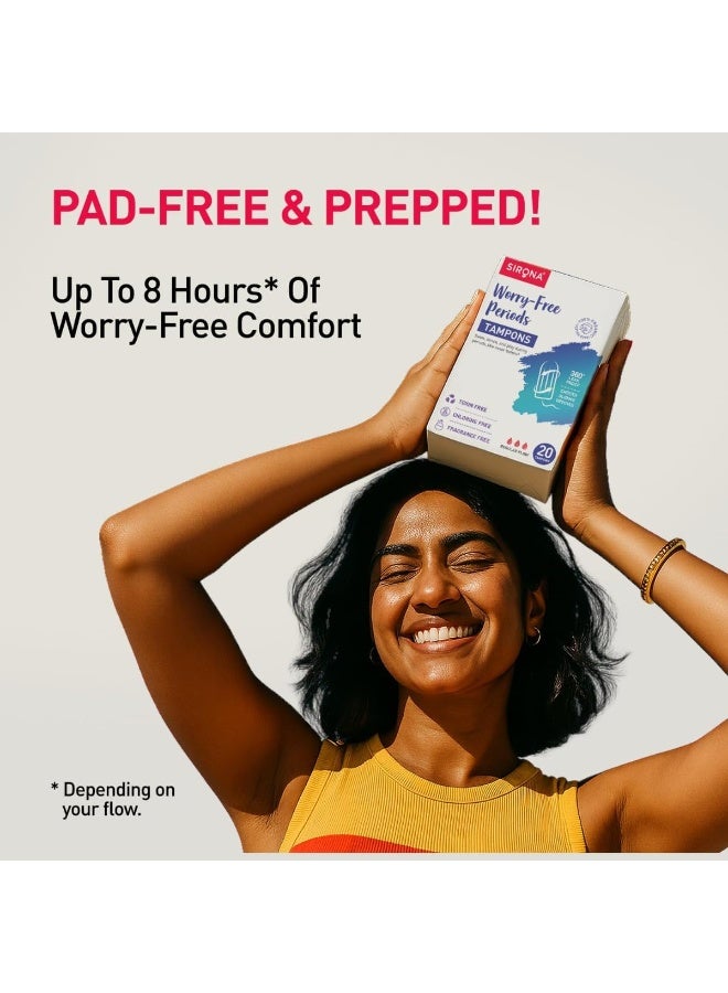 Sirona Period Made Easy Tampons - 20 Pieces | For Medium & Regular Flow | Biodegradable Tampons | FDA Approved - Image 2
